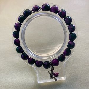 Handcrafted Beaded Bracelet With Flying Witch Charm Jasper Beads Brand Néw